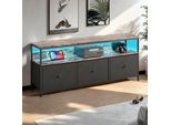 Mobile Tv Fortuna Lai 137 Cm Con Illuminazione Led, 3 Cassetti In Tessuto E Vani A Giorno, Soggiorno