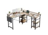 Aiorber Scrivania A L, 140X140X85 Cm, Scrivania Angolare Reversibile Con Presa Di Corrente E Striscia Led, Scrivania Per Computer Da Gioco, Beige