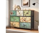 Cassettiera Fortuna Lai Con 7 Cassetti, Toletta Con Piano In Legno E Cassetti In Tessuto, Struttura In Metallo