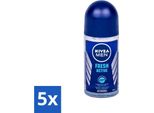 Nivea - Fresh Active Roll-On - Antitraspirante - Effetto 48 Ore - 50 Ml - Confezione Risparmio - 5 Pezzi