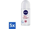 Nivea - Deodorante - Roller - Dry Comfort - Efficacia 48 Ore - 50 Ml - Confezione Risparmio - 5 Pezzi