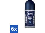 Nivea - Deo Roll-On - Uomo - Cool Kick Fm - Antitraspirante - 50 Ml - Confezione Risparmio - 6 Pezzi