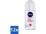 Nivea - Deodorante - Roller - Dry Comfort - Efficacia 48 Ore - 50 Ml - Confezione Risparmio - 12 Pezzi