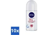 Nivea - Deodorante - Roller - Dry Comfort - Efficacia 48 Ore - 50 Ml - Confezione Risparmio - 10 Pezzi