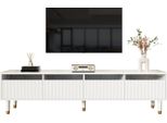 Consolle Tv Moderna In Legno 178 Cm - Design Minimalista, Ampio Spazio Di Archiviazione, 4 Cassetti, Bianco