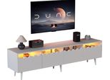 Mobile Tv Con Illuminazione Led - Mobile Tv Con 2 Ante E 2 Cassetti - Bianco - 176 Cm