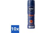 Nivea Men Deodorant Spray Sport 150 Ml - Confezione Risparmio - 10 Pezzi