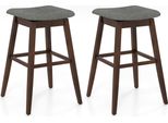 Set Di 2 Sgabelli Da Bar Costway, Sgabello Da Banco Girevole A 360°, Altezza Seduta 76 Cm, Sgabello In Legno Con Poggiapiedi, Sgabello Da Bistrot Imbottito, Sgabello Da Cucina Moderno