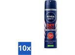 Nivea Men Deodorant Spray - Impatto Secco - Efficacia 48 Ore - 150 Ml - Confezione Risparmio - 10 Pezzi