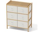 Cassettiera Costway Con 6 Cassetti Pieghevoli In Tessuto E Ripiano Superiore, Struttura In Bambù Per Cassettiera, Mobile Organizzatore Verticale, Naturale