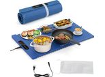 Costway Tappetino Riscaldante Elettrico In Silicone, Scaldavivande Arrotolabile, Piastra Riscaldante Con Spegnimento Automatico, 6 Controlli Di Temperatura 50-100℃ E Timer Blu
