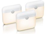 Brandson 3X Led Luce Notturna, Luce Per Armadio Con Sensore Di Movimento, Set Da 3, Batteria Ricaricabile, Sensore Di Luce, Luce Continua, Modalità Automatica, Bianco Caldo, Bianco Freddo, USB-C, Timer, Magnete