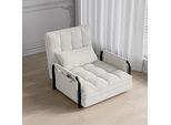 Fortuna Lai Divano Letto Regolabile A 5 Posizioni - Poltrona/Divano/Divano/Letto Multifunzionale, Divano Pieghevole Con Braccioli E Cuscini, Tessuto Bouclé, Beige