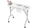 Tavolo Per Manicure - Tavolo Per Unghie Con Aspirazione - Pieghevole - Su Rotelle - 90X40 Cm - Bianco - Incl. Sacchetto Per La Polvere E Borsa Per Il Trasporto - Aspiratore Per Unghie