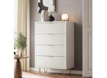 Cassettiera Fortuna Lai Con Cassetti, 60 X 34 X 91 Cm, Mobile Con 4 Cassetti, Cassettiera Stretta, Cassettiera Contenitore, Mobile Per Soggiorno, Camera Da Letto, Corridoio (Bianco)