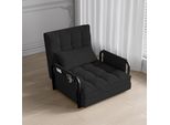 Fortuna Lai Divano Letto Regolabile A 5 Posizioni - Poltrona/Divano/Divano/Letto Multifunzionale, Divano Pieghevole Con Braccioli E Cuscini, Tessuto Bouclé, Nero