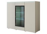 Minio Go For It, Cassettiera "Veve"", 120 Cm, Vetrina, Con Frontale In Vetro, Con Illuminazione A Led, Colore Cashmere"