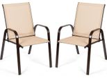 Costway Set Di 2 Sedie Da Giardino Con Braccioli, Sedie Da Patio Sedie Da Balcone Fino A 200Kg Per Giardino, Balcone, Piscina 56X72X90Cm, Beige
