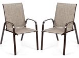 Costway Set Di 2 Sedie Da Giardino Con Braccioli, Sedie Da Patio Sedie Da Balcone Fino A 200Kg Per Giardino, Balcone, Piscina 56X72X90Cm, Grigio