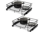 Set Di 2 Cassetti Telescopici Bremermann - 60 Cm Con Ripiano, Cassetto Da Cucina Per Il Montaggio A Posteriori, In Metallo (Nero)
