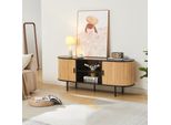 Mobile Tv 'Tvedestrand' Con 2 Ante 140 X 40 X 55 Cm Bambù Nero / Naturale