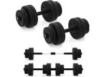 Costway Set Di Manubri 2 In 1 Da 30 Kg, Set Di 2 Manubri Regolabili E Bilanciere, Set Di Manubri Con Tubo Di Collegamento
