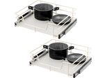 Set Di 2 Cassetti Telescopici Bremermann - 60 Cm Con Ripiano, Cassetto Da Cucina Per Il Montaggio Successivo, In Metallo (Bianco Crema)