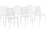 Set Di 6 Sedie Impilabili In Polipropilene Con Fibra Di Vetro Per Uso Esterno E Giardino, Bar E Ristorante, Cucina Design Moderno - Astrid - Bianco