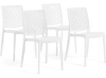 Set Di 4 Sedie Impilabili In Polipropilene Con Fibra Di Vetro Per Uso Esterno E Giardino, Bar E Ristorante, Cucina Design Moderno - Astrid - Bianco