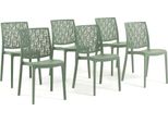 Set Di 6 Sedie Impilabili In Polipropilene Con Fibra Di Vetro Per Uso Esterno E Giardino, Bar E Ristorante, Cucina Design Moderno - Ayda - Verde Salvia