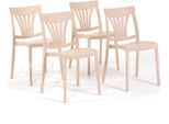 Set Di 4 Sedie Impilabili In Polipropilene Con Fibre Di Vetro Per Esterni E Giardino, Bar E Ristorante, Cucina Design Moderno - Gina - Crema