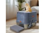 Wisfor Lettiera In Acciaio Inox Extra Large Con Paletta Per Coperchio, Lettiera Con Cappuccio, 58 X 42 X 42 Cm
