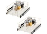 Set Di 2 Cassetti Telescopici Bremermann - 40 Cm Con Ripiano, Cassetto Da Cucina Per Il Montaggio A Posteriori, In Metallo (Bianco Crema)