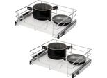 Set Di 2 Cassetti Telescopici Bremermann - 60 Cm Con Ripiano, Cassetto Da Cucina Per Il Montaggio A Posteriori, In Metallo (Cromo)