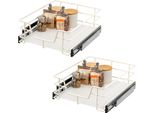 Set Di 2 Cassetti Telescopici Bremermann - 50 Cm Con Ripiano, Cassetto Da Cucina Per Il Montaggio Successivo, In Metallo (Bianco Crema)