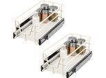 Set Di 2 Cassetti Telescopici Bremermann - 30 Cm Con Ripiano, Cassetto Da Cucina Per Il Montaggio Successivo, In Metallo (Bianco Crema)
