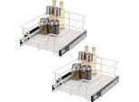 Set Di 2 Cassetti Telescopici Bremermann - 40 Cm Con Ripiano, Cassetto Da Cucina Per Il Montaggio Successivo, In Metallo (Bianco)