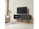 Mobile Tv 'Vare' Basso 160 X 40 X 66 Cm Con 2 Ante E 2 Vani A Giorno Nero