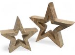 Set Di 2 Stelle Di Mango Naturali - 18 / 14 Cm - Stella Di Natale In Legno Decorativa - Sagoma Di Stella In Legno