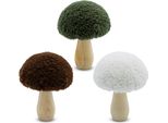 Kleinpakfungo Decorativo In Legno Con Cappello In Tessuto 11 Cm Da Montare - Set Di 3 - Figura Decorativa Di Fungo Della Foresta Per La Decorazione Autunnale