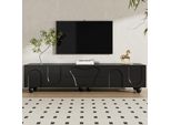 Mobile Tv Merax 180 Cm Con Gambe In Legno Massiccio, Mobile Tv Con Cassetti E Ante, Design Minimalista, Spazio Per Il Soggiorno, Nero