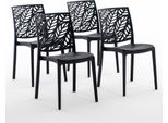 Set Di 4 Sedie Impilabili In Polipropilene Con Fibra Di Vetro Per Uso Esterno E Giardino, Bar E Ristorante, Cucina Dal Design Moderno - Dafne - Nero