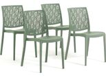 Set Di 4 Sedie Impilabili In Polipropilene Con Fibra Di Vetro Per Uso Esterno E Giardino, Bar E Ristorante, Cucina Design Moderno - Ayda - Verde Salvia