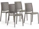 Set Di 4 Sedie Impilabili In Polipropilene Con Fibra Di Vetro Per Uso Esterno E Giardino, Bar E Ristorante, Cucina Design Moderno - Astrid - Tortora