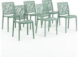 Set Di 6 Sedie Impilabili In Polipropilene Con Fibra Di Vetro Per Uso Esterno E Giardino, Bar E Ristorante, Cucina Design Moderno - Dafne - Verde Salvia