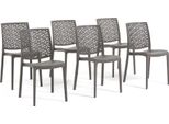 Set Di 6 Sedie Impilabili In Polipropilene Con Fibra Di Vetro Per Uso Esterno E Giardino, Bar E Ristorante, Cucina Design Moderno - Zora - Tortora