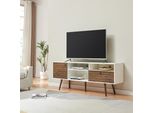 Mobile Tv 'Vare' 165 X 40 X 66 Cm Con 1 Anta 1 Cassetto 3 Vani A Giorno Bianco/Noce