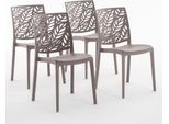 Set Di 4 Sedie Impilabili In Polipropilene Con Fibra Di Vetro Per Uso Esterno E Giardino, Bar E Ristorante, Cucina Design Moderno - Dafne - Tortora