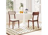 Set Di 2 Sedie Da Pranzo Costway, Sedie Da Cucina Con Schienale Alto, Gambe In Legno Di Gomma, Imbottitura Morbida, Sedia Da Pranzo Per Sala Da Pranzo (Beige + Noce)