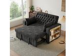 Divano Letto Merax A 2 Posti Con Funzione Sleep, 2 Cuscini, Usb, Type-C, Portabicchieri, Ripiano Laterale, Schienale Regolabile, Divano Letto In Ciniglia, Grigio